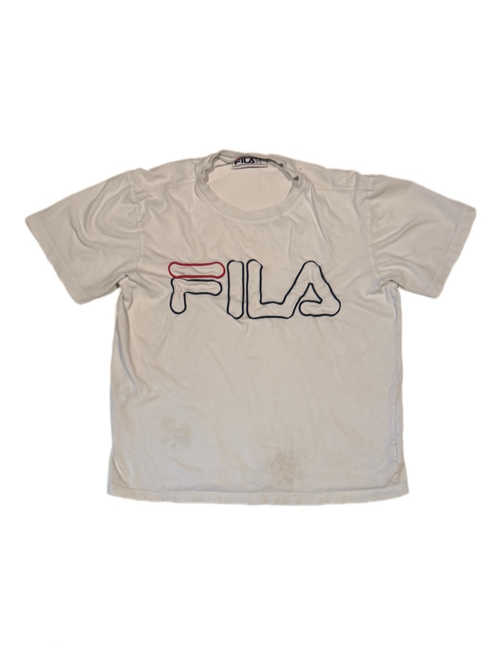 FILA Men’s Size Medium White Graphic Teee Logo Crew Neck Short Sleeve T-Shirt